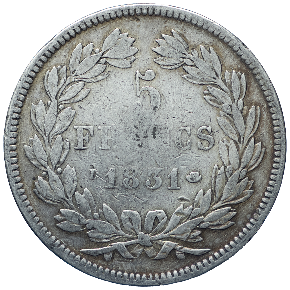 Best Price Rare 5 Francs Louis-Philippe 1831 Lyon tranche en creux